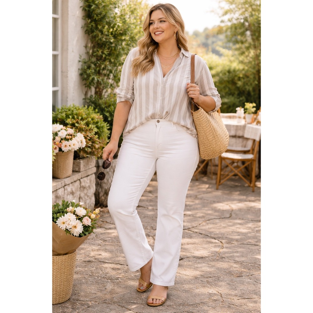 J.Jill Denim Authentic Fit Slim Ankle White Jeans Womens 18 High Rise Stretch